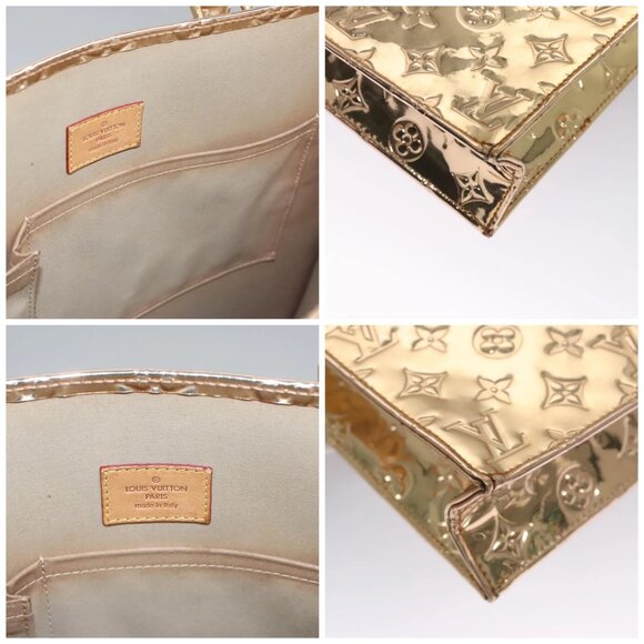 LOUIS VUITTON Monogram Miroir Sac Plat Hand Bag Gold Dore - Picture 11 of 15